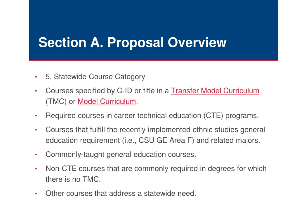 section a proposal overview