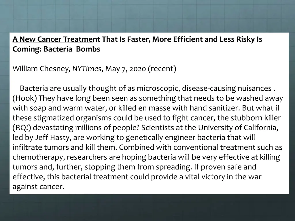 a new cancer treatment that is faster more
