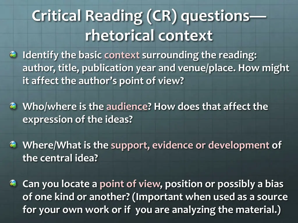 critical reading cr questions rhetorical context