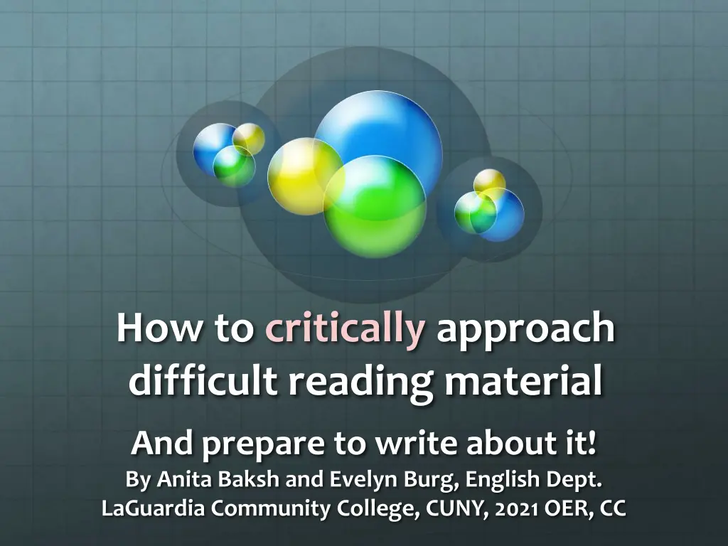 how to critically approach difficult reading