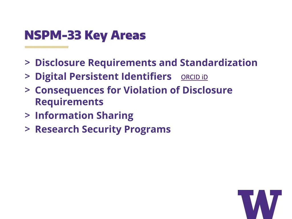 nspm 33 key areas