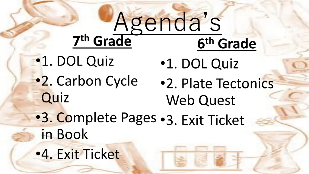 agenda s 7 th grade 1 dol quiz 2 carbon cycle