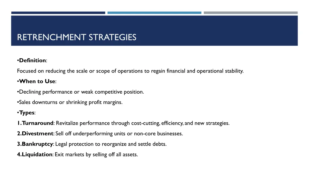retrenchment strategies