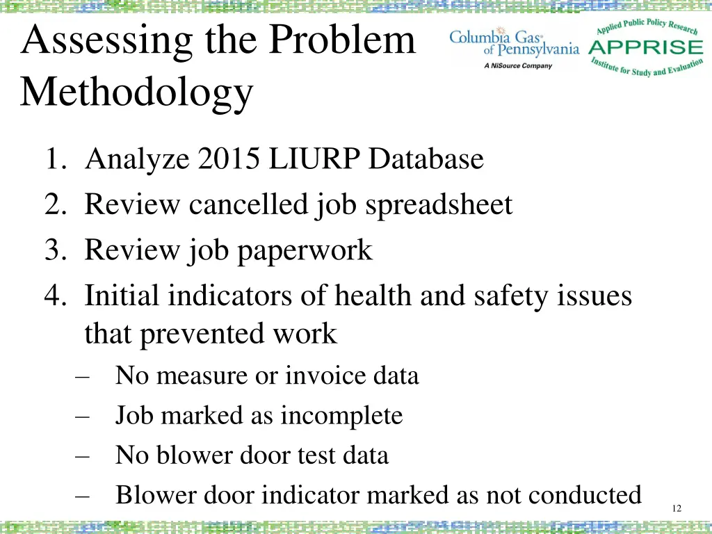 assessing the problem methodology