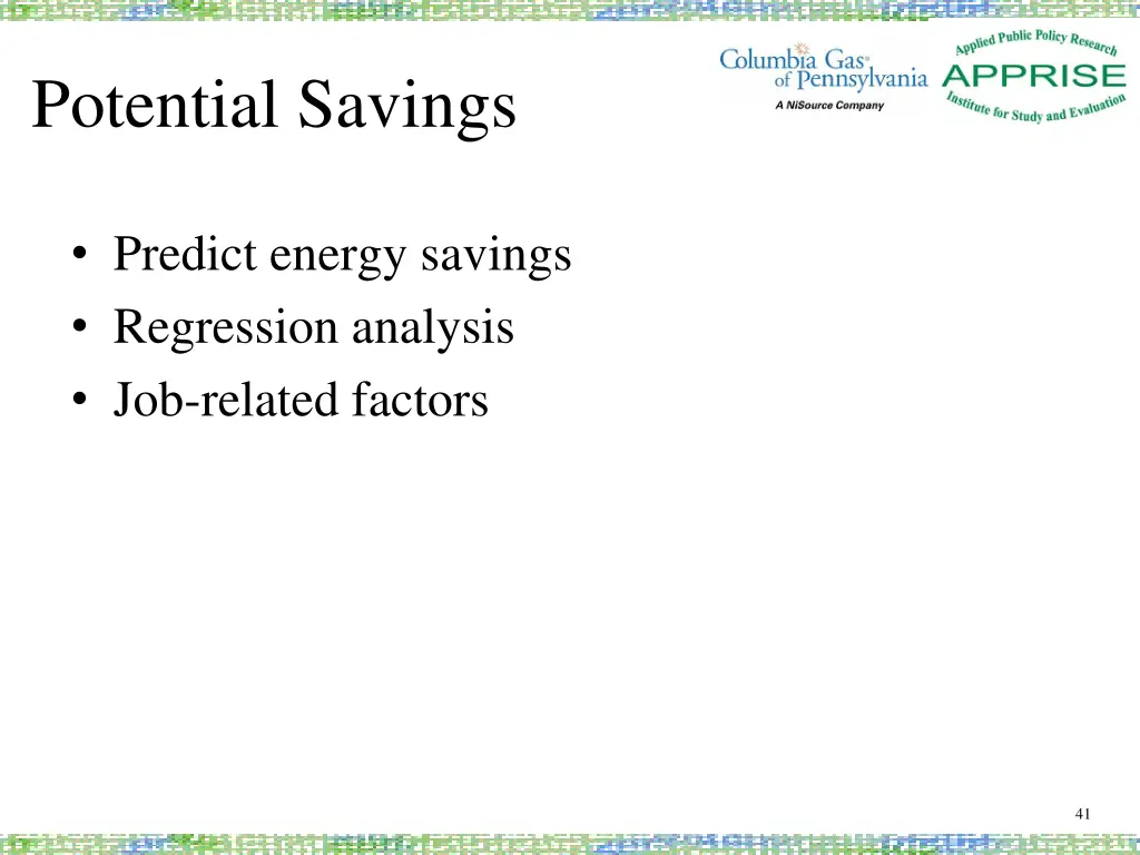 potential savings