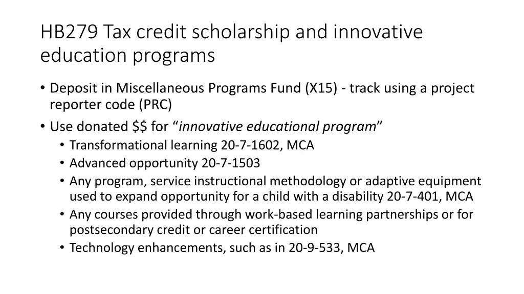 hb279 tax credit scholarship and innovative 2