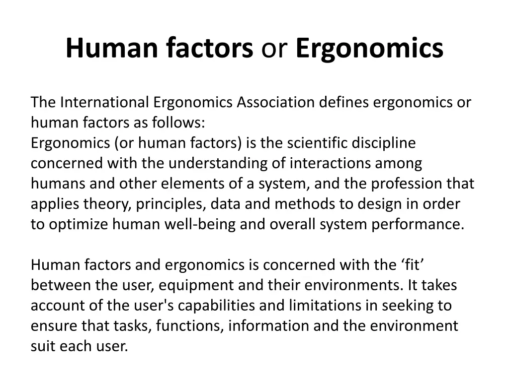 human factors or ergonomics