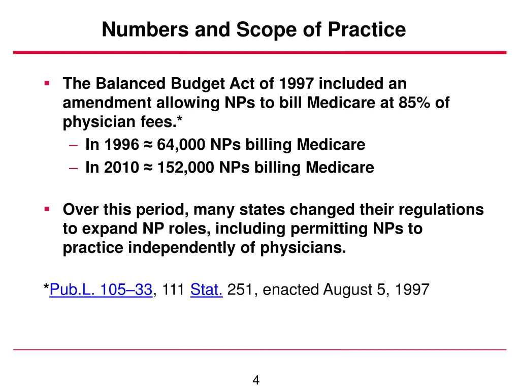 numbers and scope of practice