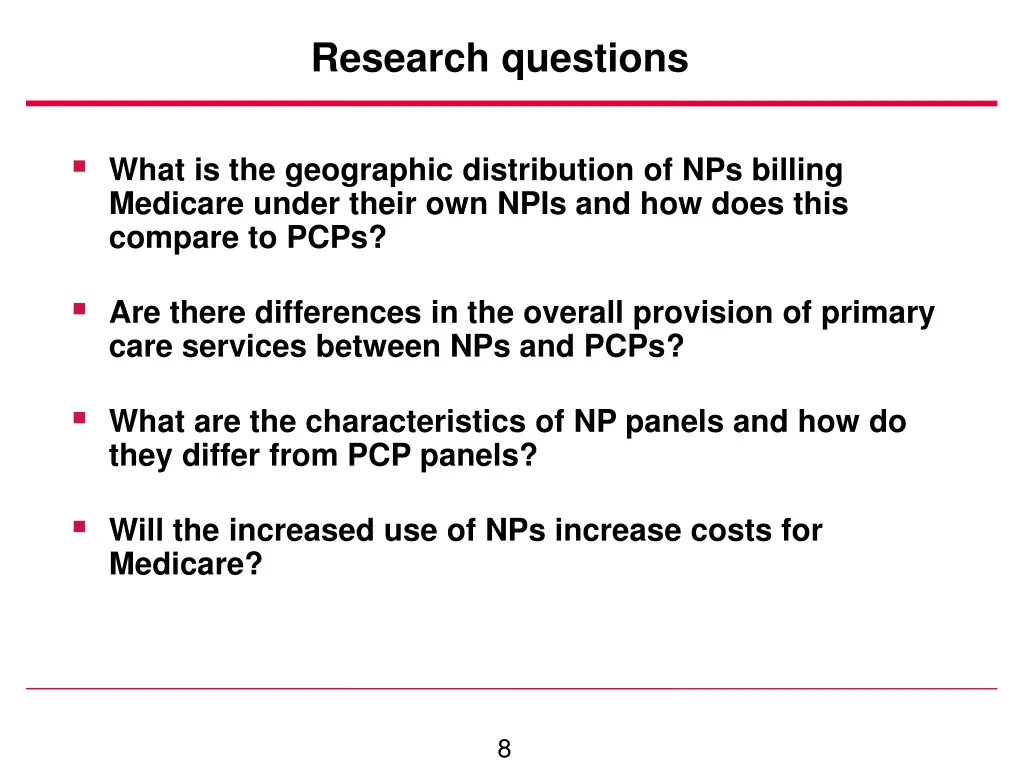 research questions