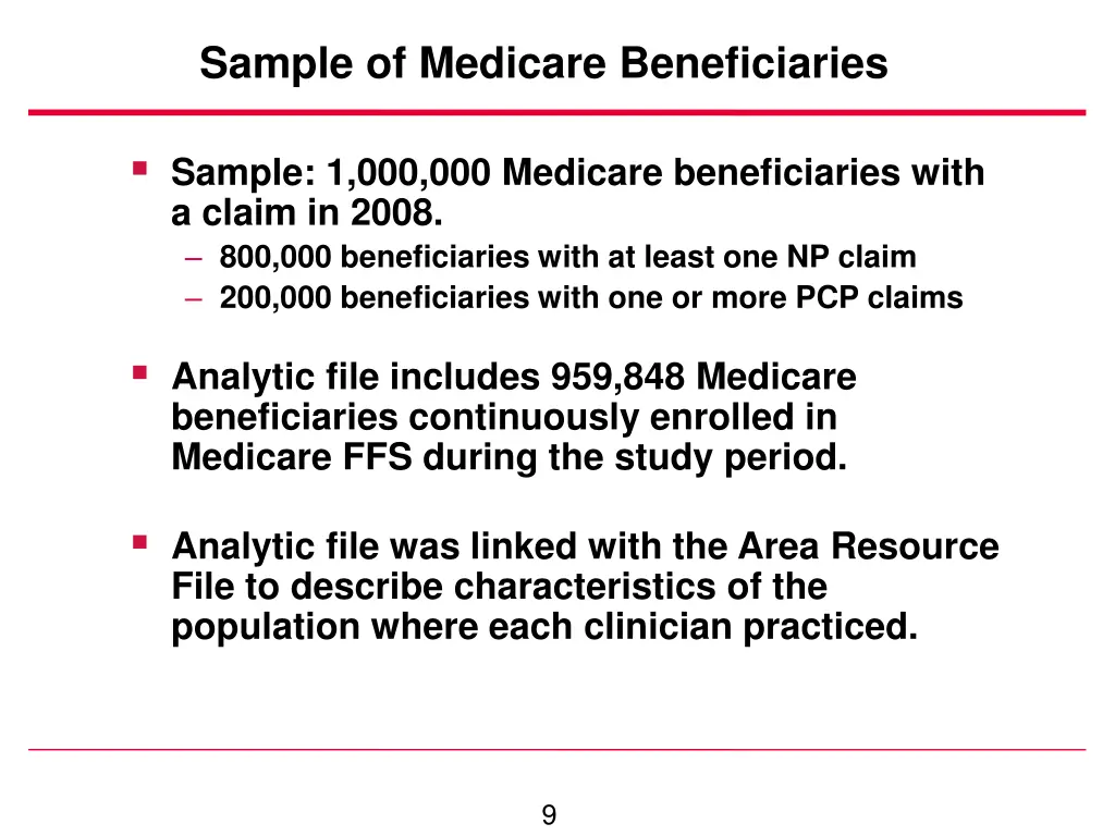 sample of medicare beneficiaries