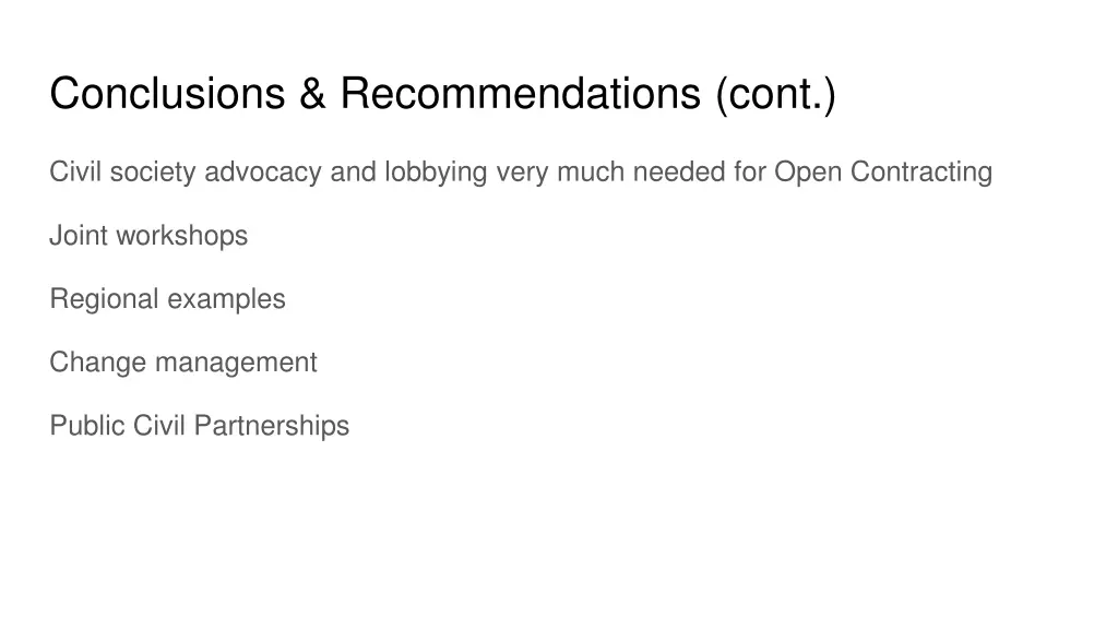 conclusions recommendations cont