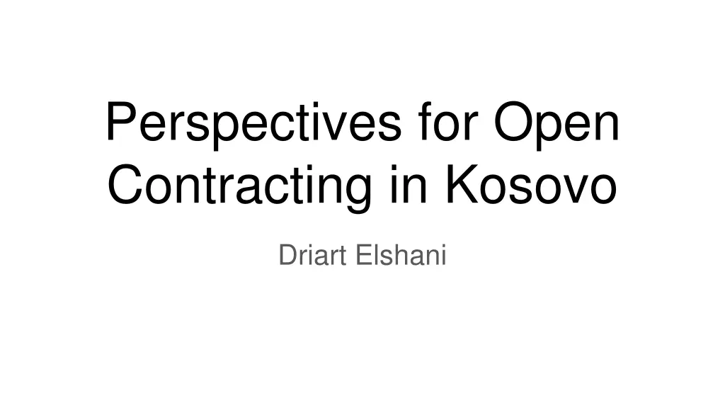 perspectives for open contracting in kosovo