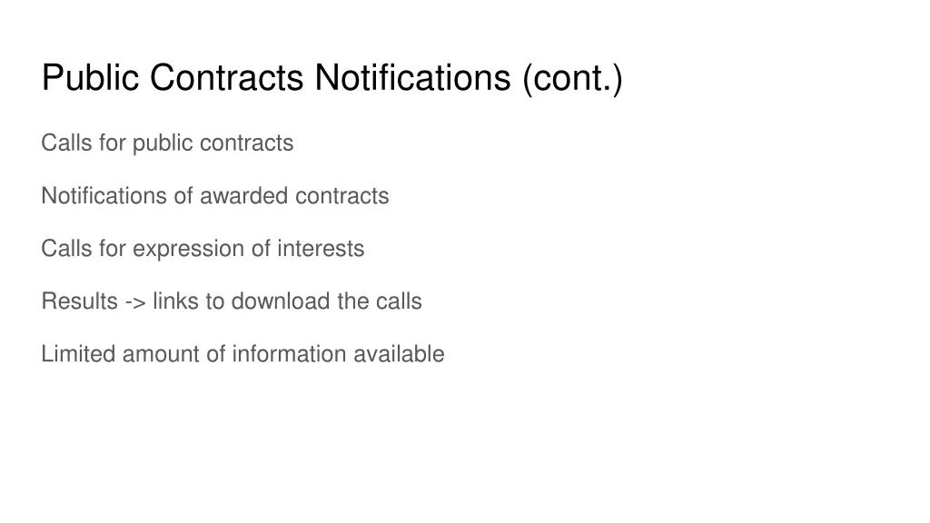 public contracts notifications cont