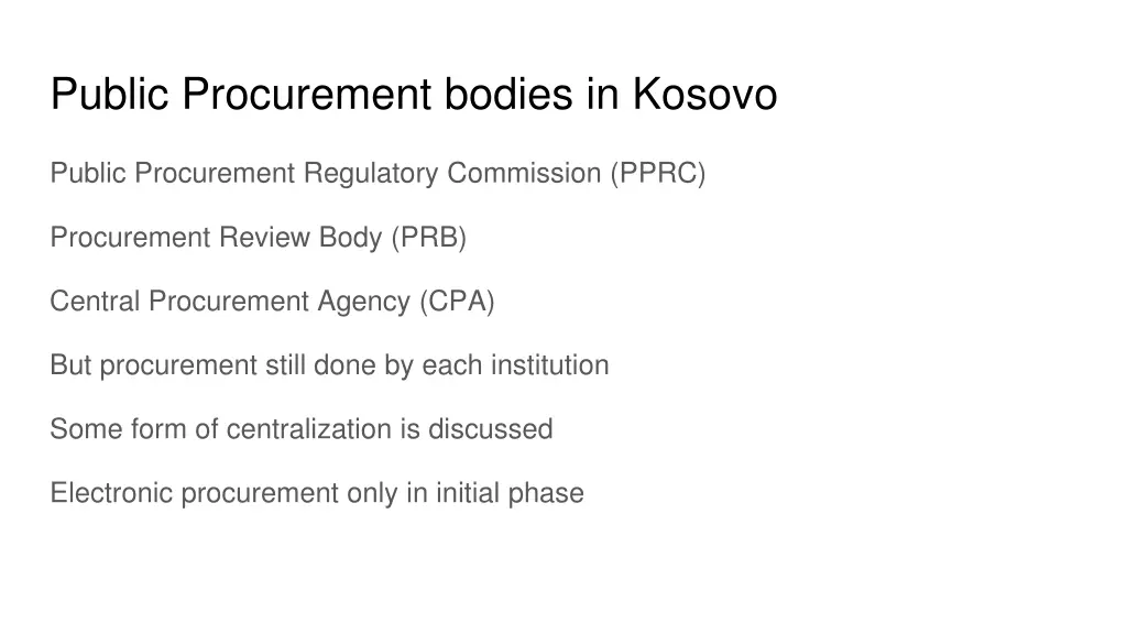 public procurement bodies in kosovo