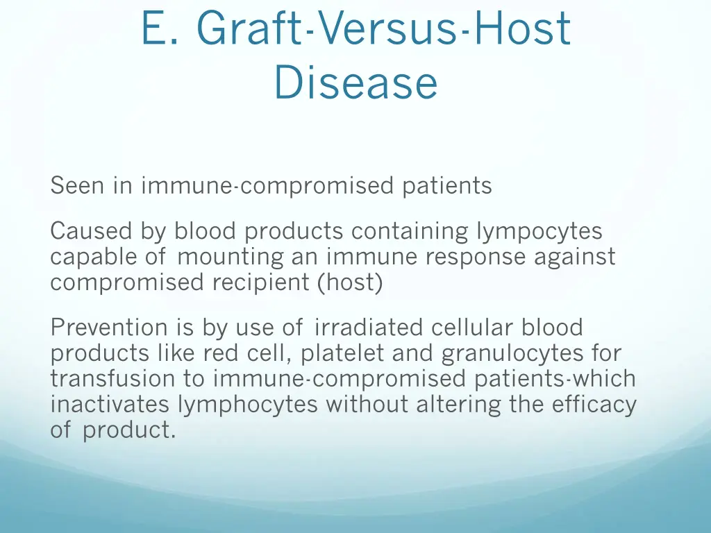 e graft versus host disease