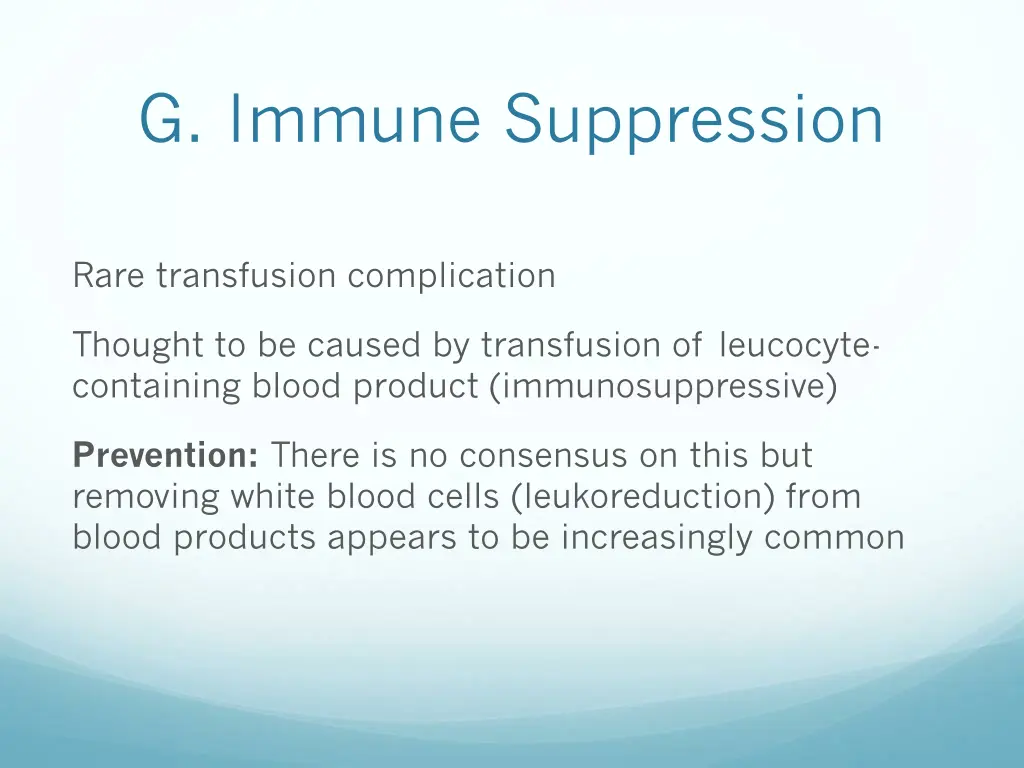 g immune suppression