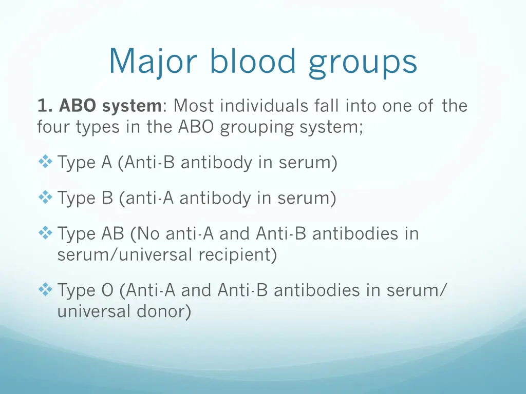 major blood groups