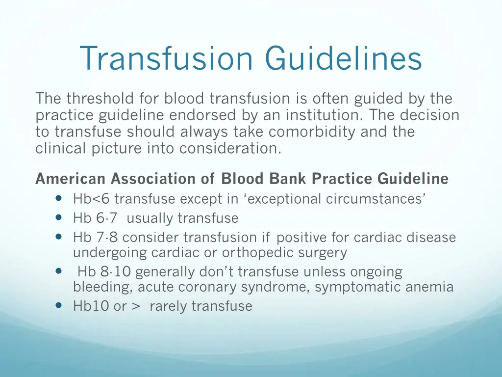 transfusion guidelines