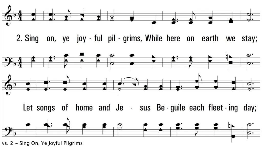 vs 2 sing on ye joyful pilgrims