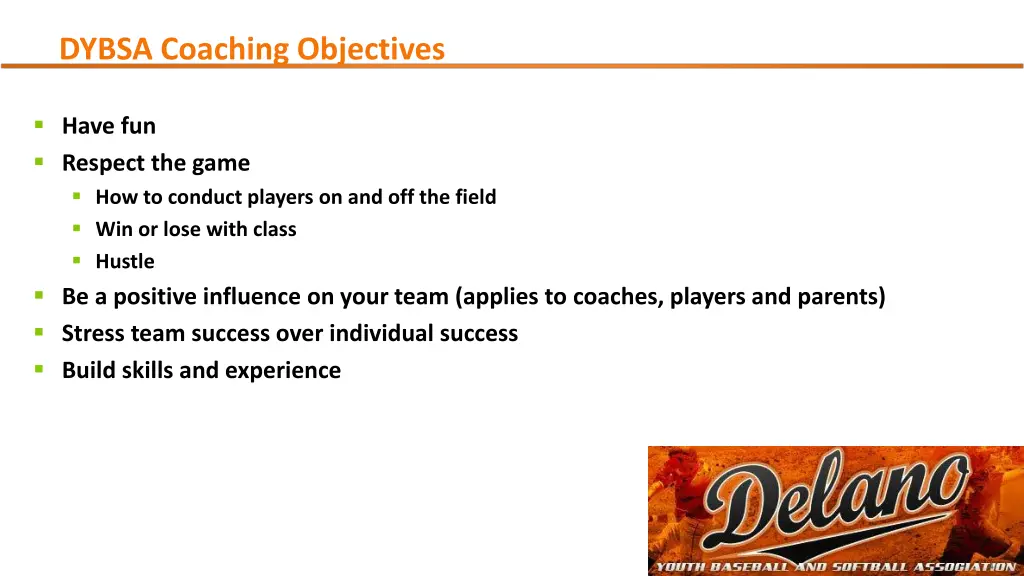 dybsa coaching objectives