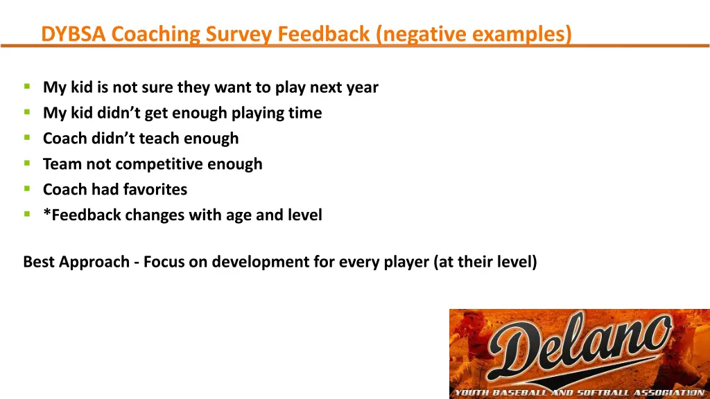 dybsa coaching survey feedback negative examples