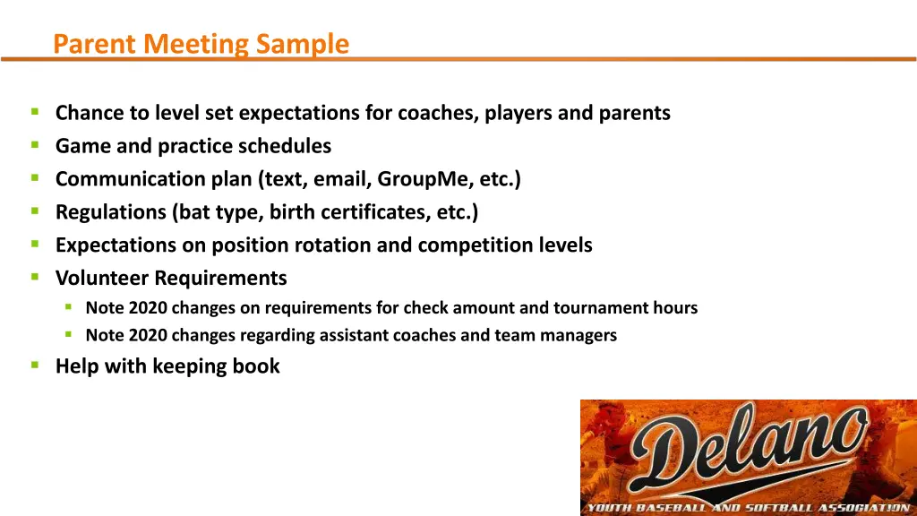 parent meeting sample