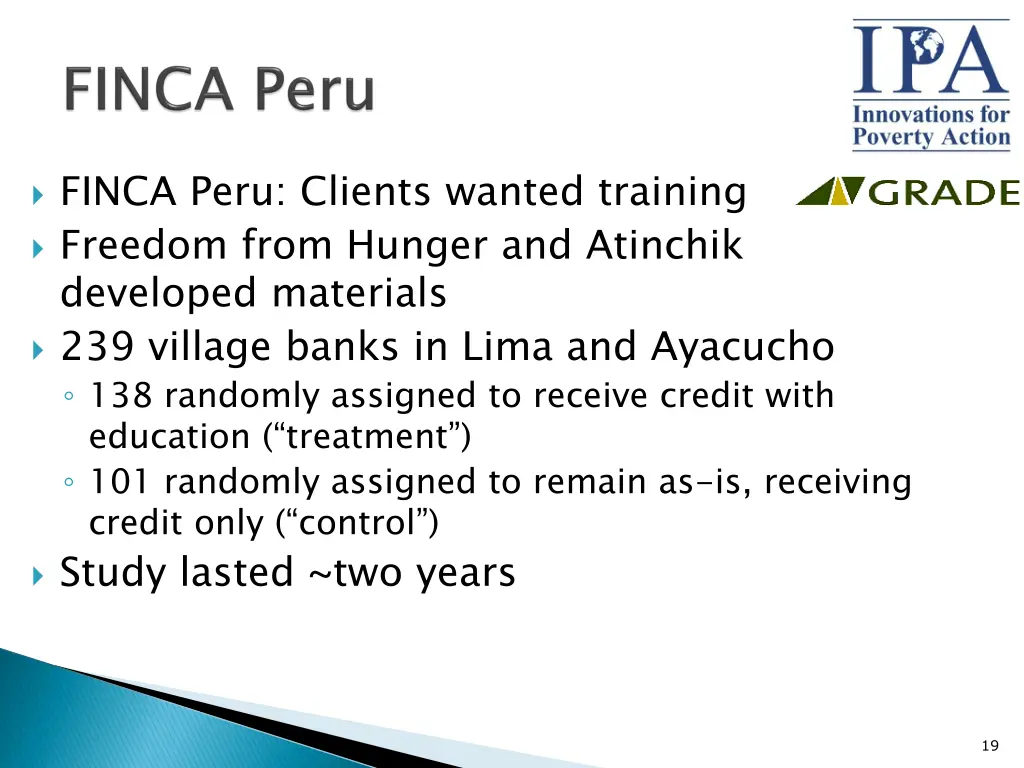 finca peru clients wanted training freedom from