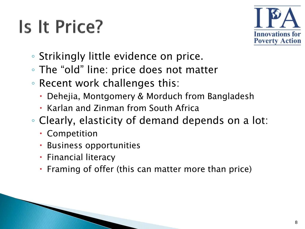 strikingly little evidence on price the old line