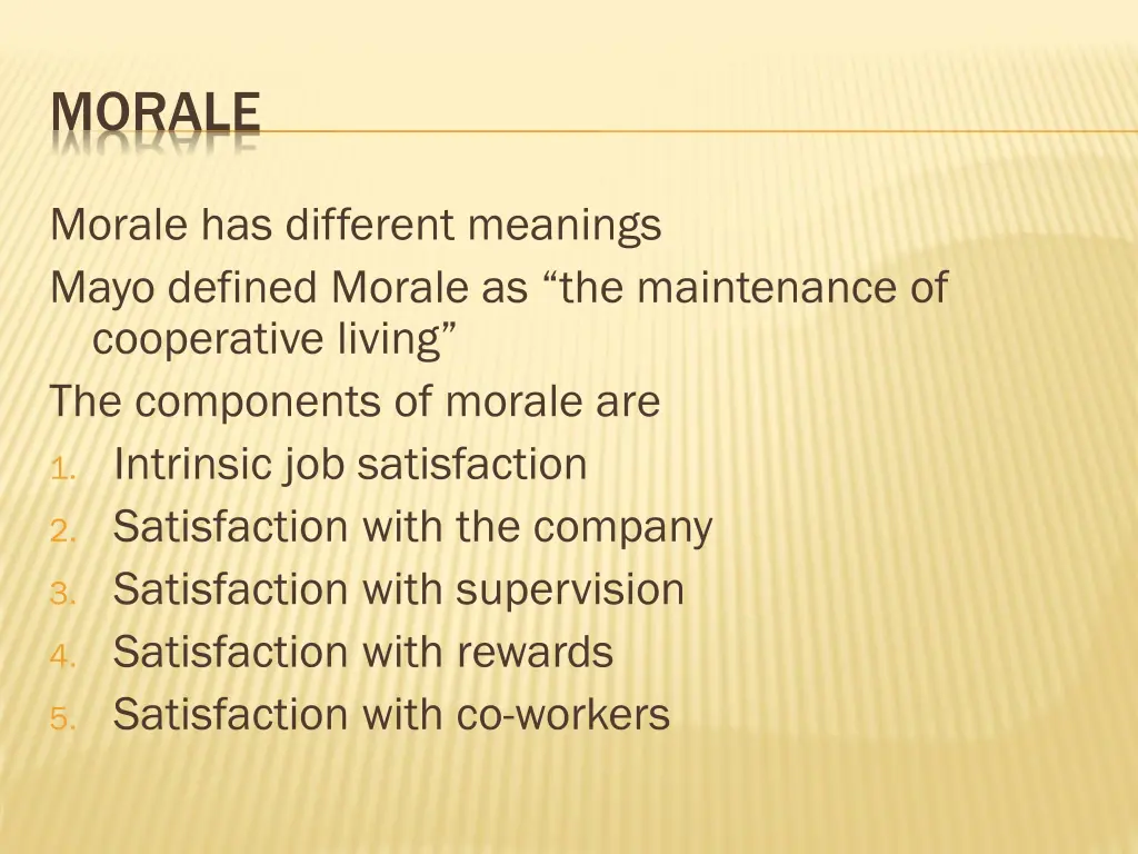 morale