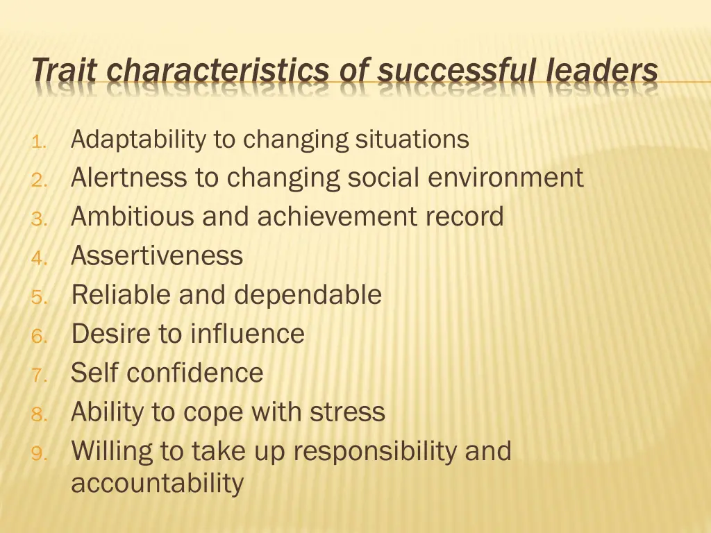 trait characteristics of successful leaders