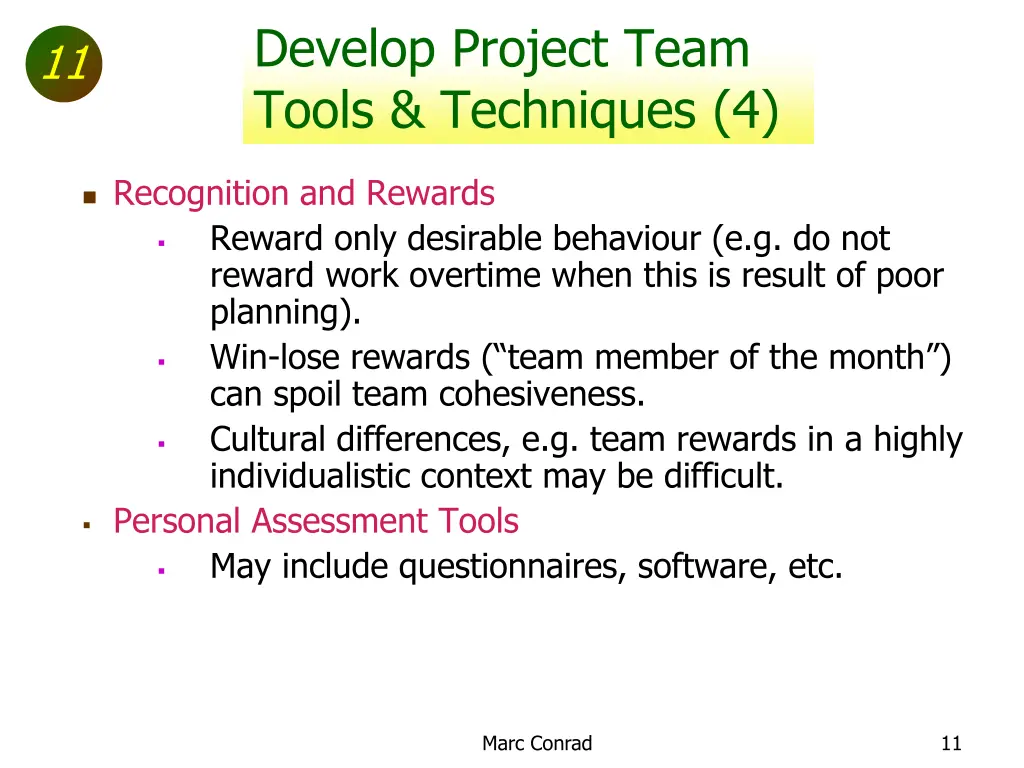 develop project team tools techniques 4