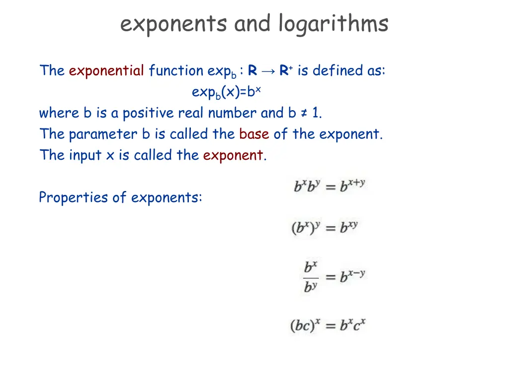 exponents and logarithms