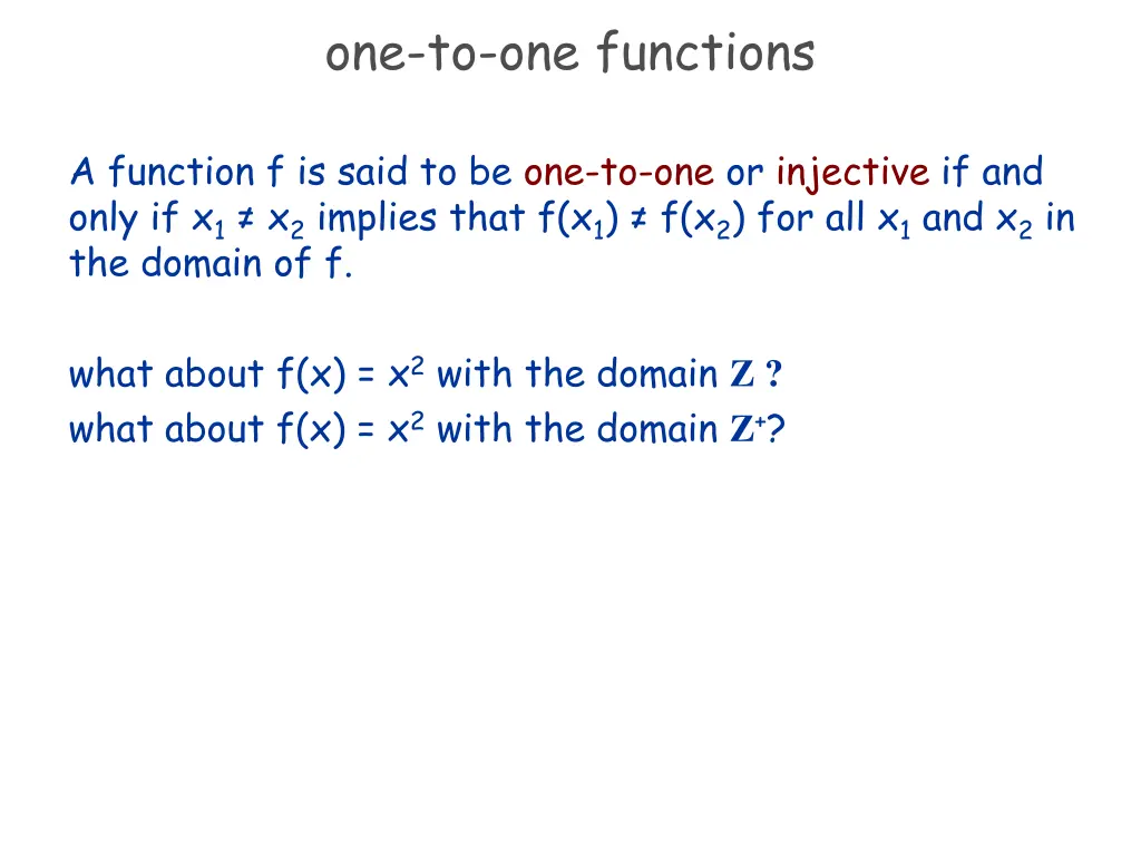 one to one functions 1