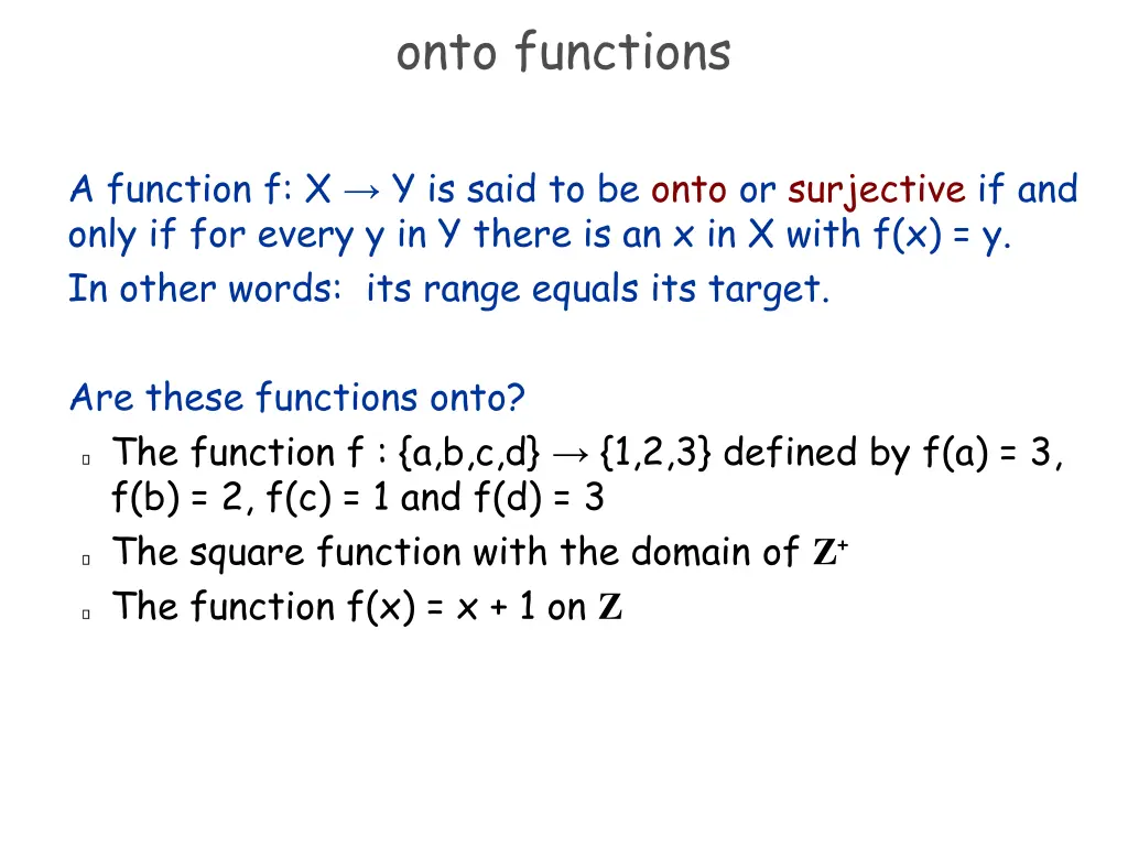 onto functions