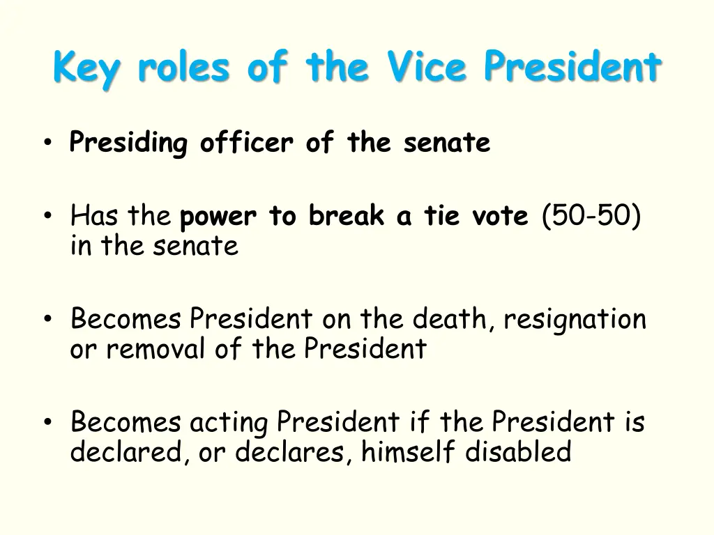 key roles of the vice president