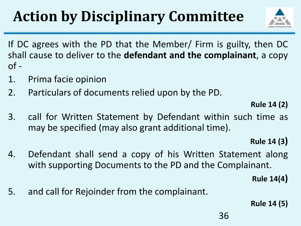 action by disciplinary committee