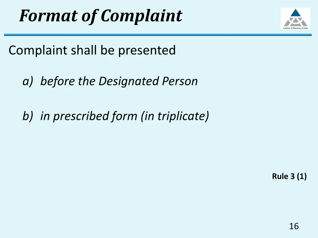 format of complaint