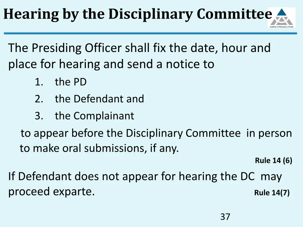hearing by the disciplinary committee