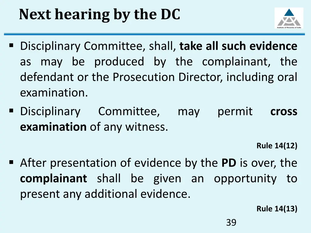 next hearing by the dc
