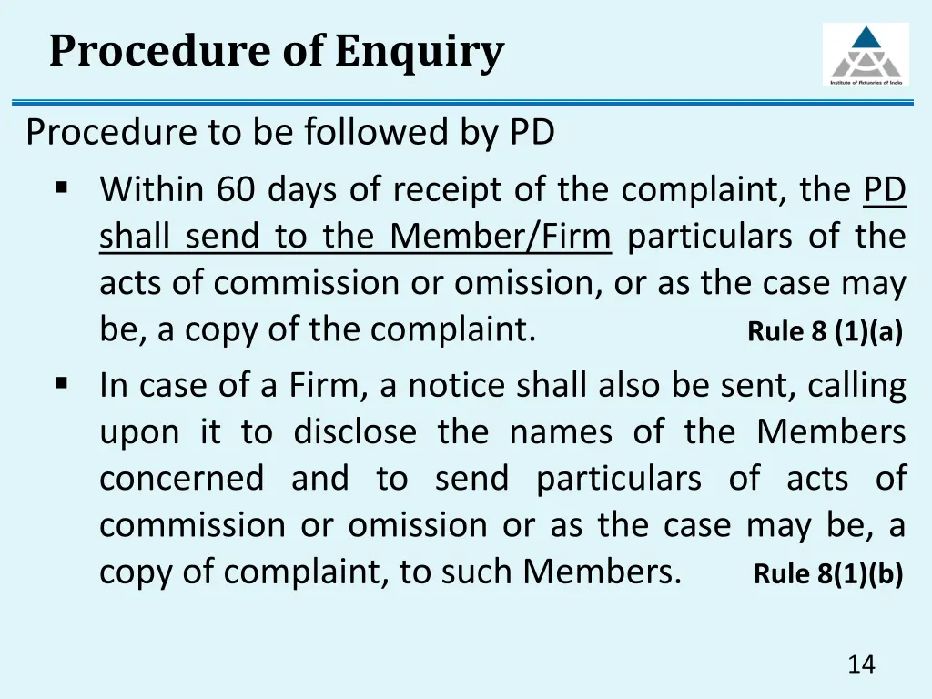 procedure of enquiry