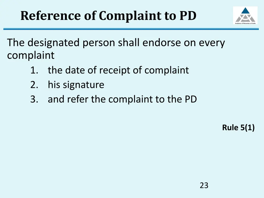 reference of complaint to pd