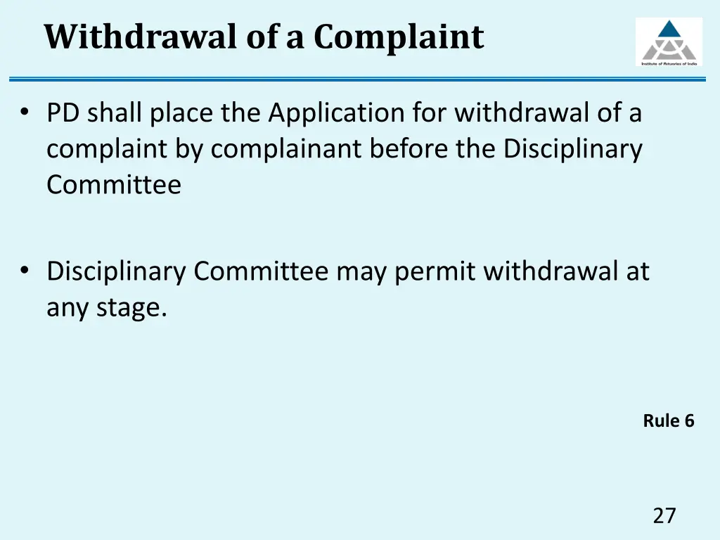 withdrawal of a complaint
