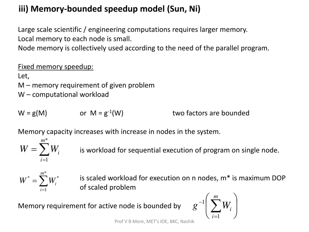 iii memory bounded speedup model sun ni
