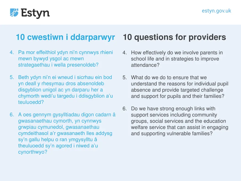 10 cwestiwn i ddarparwyr 1