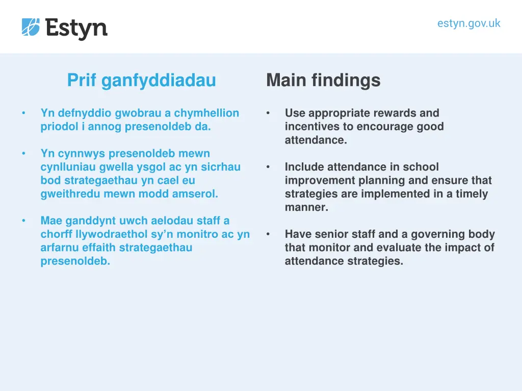 prif ganfyddiadau 4