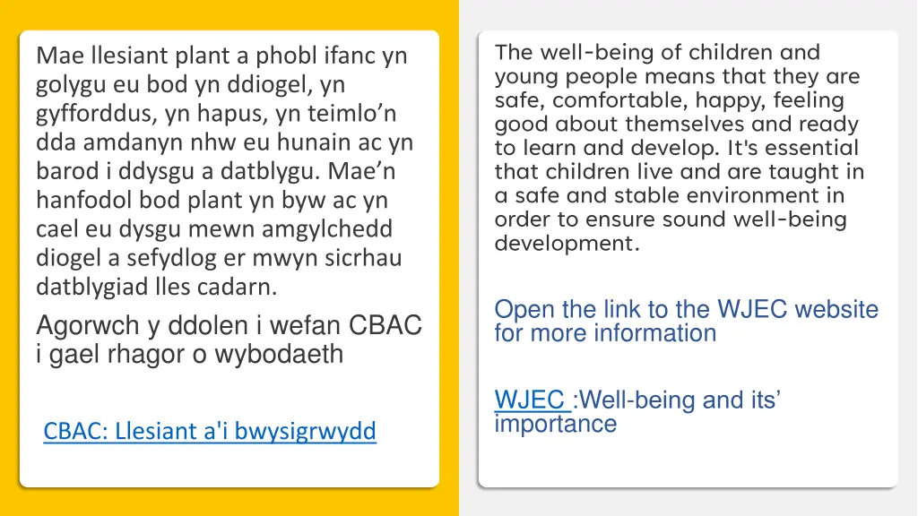 the well being of children and young people means