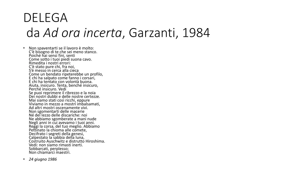 delega da ad ora incerta garzanti 1984