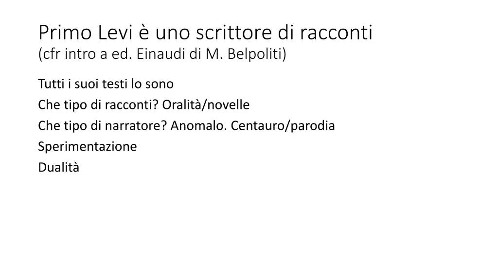 primo levi uno scrittore di racconti cfr intro