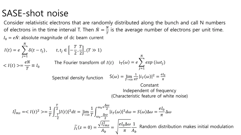 sase shot noise consider relativistic electrons
