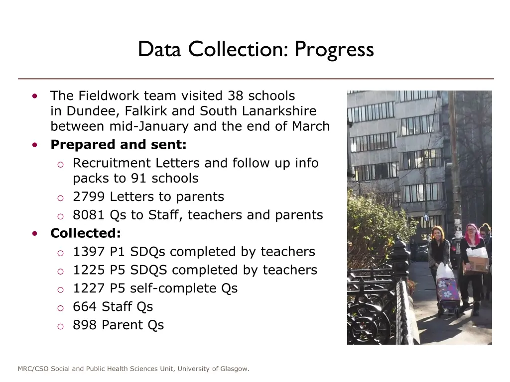 data collection progress